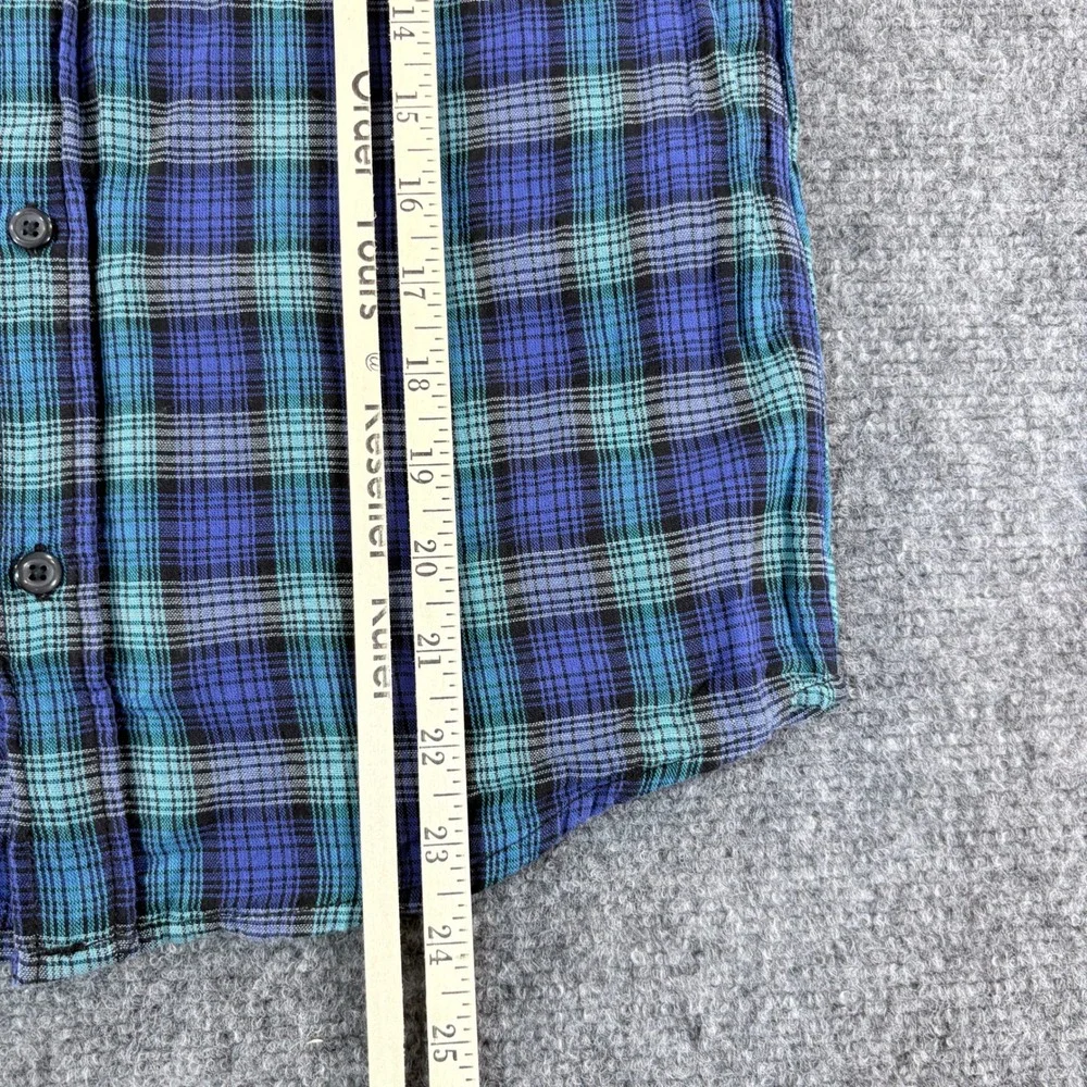 Old Navy Kids Blue Teal Plaid Flannel Button Down Shirt Size L 10-12‎ NWT
